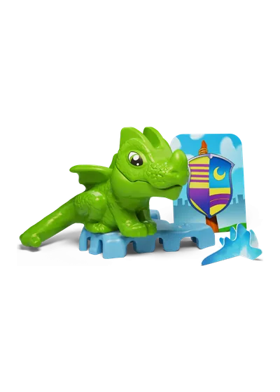 VC173 Зелений дракончик на мурі зі щитом Kinder Дракони 2025 VC173 Зелений дракончик на мурі зі щитом Kinder Дракони 2025