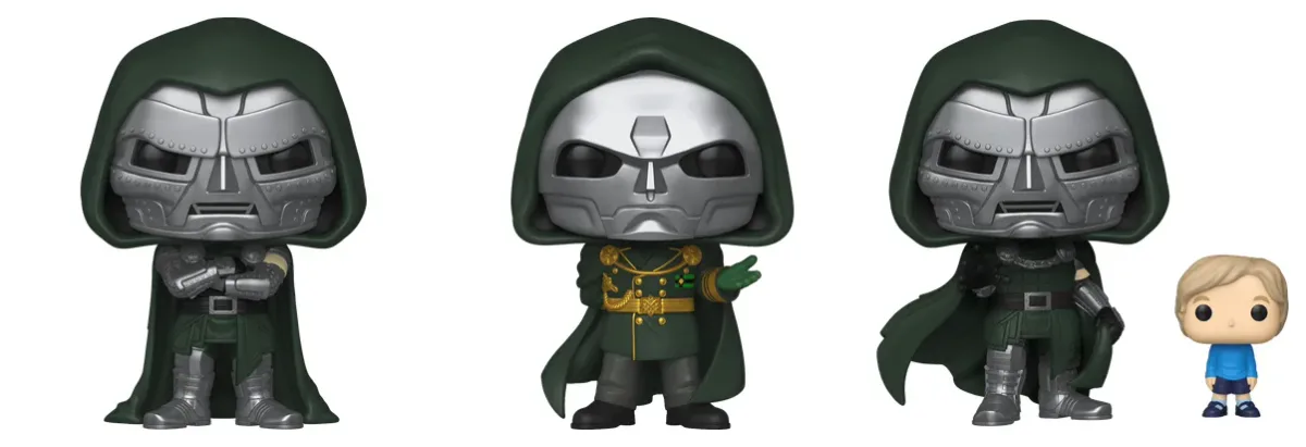 Funko Pop Avengers: Doomsday Doctor Doom 1636, Lord Doom 1643 and Doctor Doom with Franklin 1645